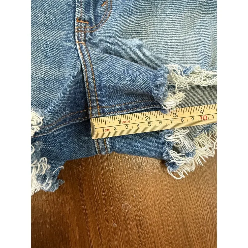 Abercrombie & Fitch The Cutoff Shorts High Rise Medium Wash Sz 25/0 Casual Denim